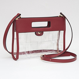 Faux Leather Transparent Crossbody Bag