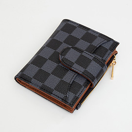 Faux Leather Checkered Fold Wallet