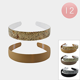 12 SET OF 2 - Leopard Printed and Plain Headbands