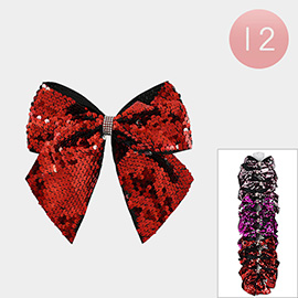 12PCS - Oversized Sequin Bow Alligator Snap Hair Clips