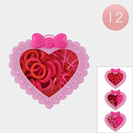 12PCS - Heart Case Hair Tie Set