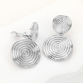 Textured Meal Swirl Dangle Clip On Earrings