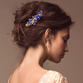 Stone Embellished Butterfly Flower Accented Hair Comb