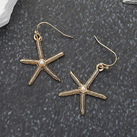 Pearl Pointed Starfish Dangle Earrings