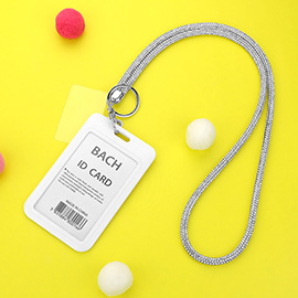 Bling Studded Strap Pointed Tag Retractable ID Card Holder