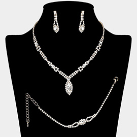 Marquise Stone Pendant Accented Rhinestone Paved Jewelry Set