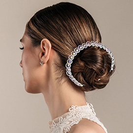 Round Rhinestone Accented Bun Wrap Headpiece