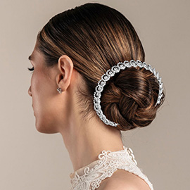 Round Rhinestone Accented Bun Wrap Headpiece