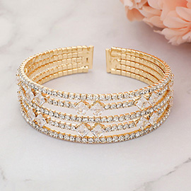 Square Cut CZ Stone Accented Evening Bracelet
