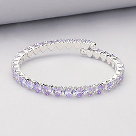 Heart CZ Stone Cluster Embellished Adjustable Evening Bracelet