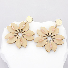 Wood Flower Dangle Earrings