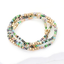 4PCS - Faceted Beaded Multi Layered Bracelets