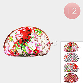 12PCS - Flower Patterned Coin Purses / Keychains