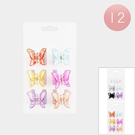 12 SET OF 6 - Butterfly Hair Claw Clips