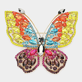 Multi Stone Embellished Butterfly Pin Brooch