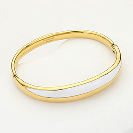 Stainless Steel Enamel Hinged Bangle Bracelet