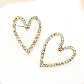 Stone Paved Open Heart Earrings