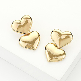 Double Metal Heart Earrings