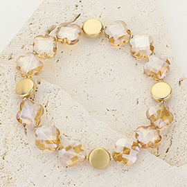 Faceted Quatrefoil Beaded Stretch Bracelet