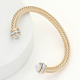 Stone Tip Twisted Rope Cuff Bracelet