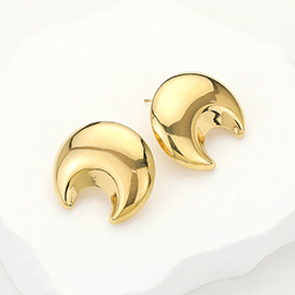 Stainless Steel Dome Crescent Earrings