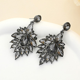 Marquise Teardrop Stone Cluster Dangle Evening Earrings