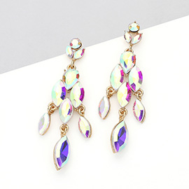 Marquise Stone Cluster Embellished Dangle Evening Earrings