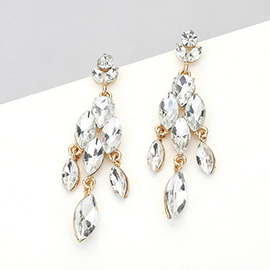 Marquise Stone Cluster Embellished Dangle Evening Earrings