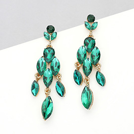 Marquise Stone Cluster Embellished Dangle Evening Earrings