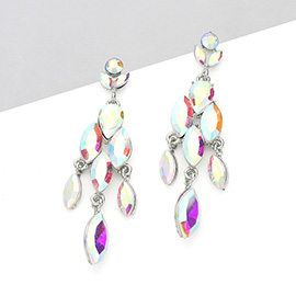 Marquise Stone Cluster Embellished Dangle Evening Earrings