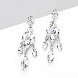 Marquise Stone Cluster Embellished Dangle Evening Earrings