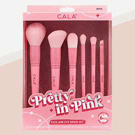 6PCS - Pretty In Pink Face and Eye Makeup Brush Set