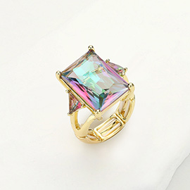 Rectangle Crystal Stretch Ring