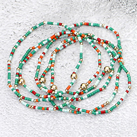 6PCS - Seed Beaded Stretch Multi Layered Bracelets