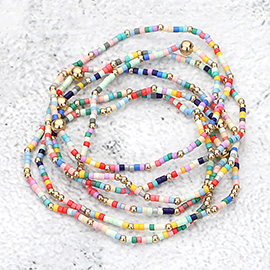 6PCS - Seed Beaded Stretch Multi Layered Bracelets