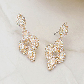 Marquise CZ Stone Cluster Embellished Dangle Evening Earrings