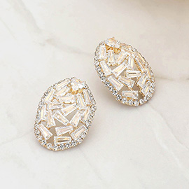 CZ Stone Embellished Oval Evening Earrings