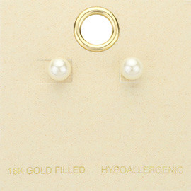 18K Gold Filled Pearl Stud Earrings