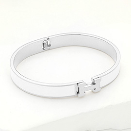 Stainless Steel Monogram H Enamel Hinged Bracelet