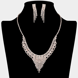 Rhinestone Paved Fringe Tip Collar Necklace