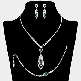 Marquise Stone Embellished Rhinestone Paved Jewelry Set