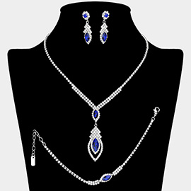 Marquise Stone Embellished Rhinestone Paved Jewelry Set