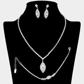 Marquise Stone Pendant Accented Rhinestone Paved Jewelry Set