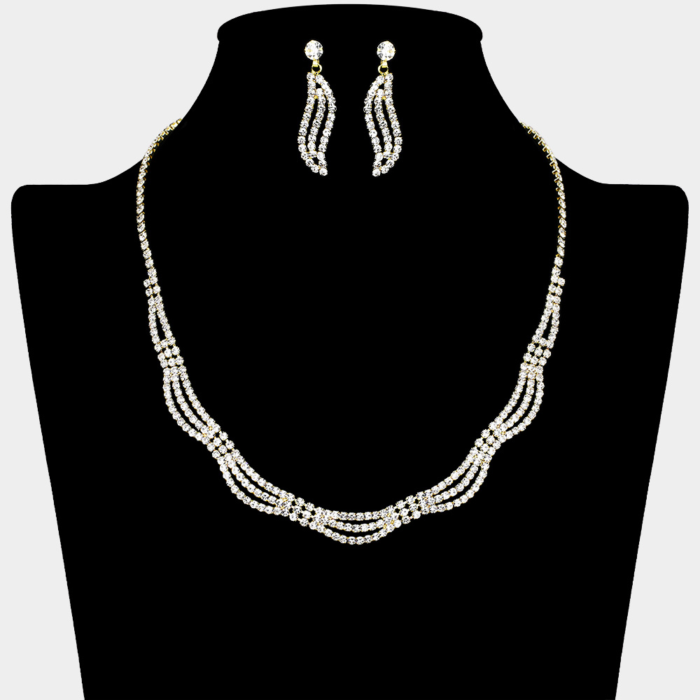 Rhinestone Paved Wavy Collar Necklace