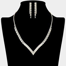 Rhinestone Paved V Shaped Necklace