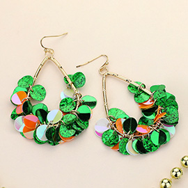 ST. Patrick's Sequin Fringe Teardrop Dangle Earrings