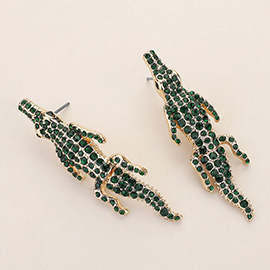 Stone Paved Crocodile/Alligator Earrings