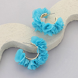 Fabric Flower Hoop Earrings