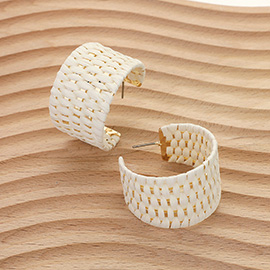 Raffia Basket Weave Wide Hoop Earrings