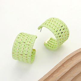 Raffia Basket Weave Wide Hoop Earrings